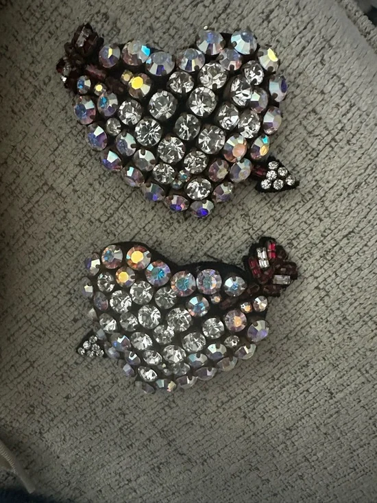 Designer Shoe Charms Heart Crystal Heart Rhinestone Charm - Iridescent and Clear - Picture 5 of 7